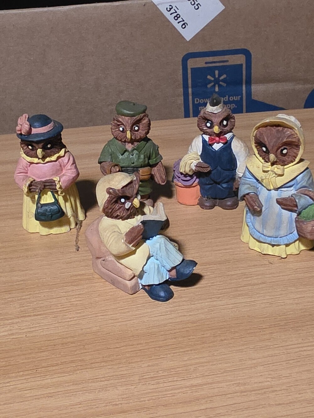Lot of 5 Owl People 2 Inch Figurines marked J.C. 1991 - Picture 2 of 3